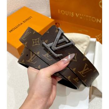 Louis Vuitton Mens Belt 4cm with Metal-Tone Epi LV Buckle Brown Monogram Canvas 2025 LV011001 (99-250110081)