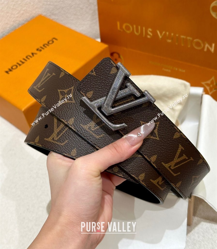 Louis Vuitton Mens Belt 4cm with Metal-Tone Epi LV Buckle Brown Monogram Canvas 2025 LV011001 (99-250110081)