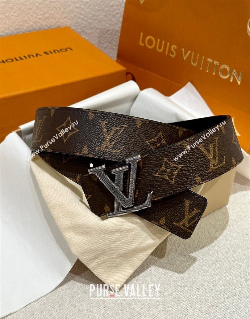 Louis Vuitton Mens Belt 4cm with Metal-Tone Epi LV Buckle Brown Monogram Canvas 2025 LV011001 (99-250110081)