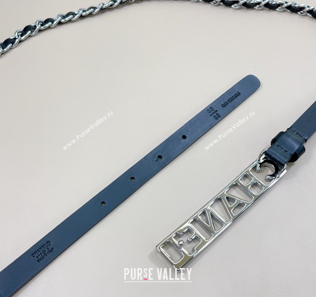 Chanel Calfskin Silver Chain Belt 1.5cm with Framed Buckle Black 2025 AAA576 (99-250109081)