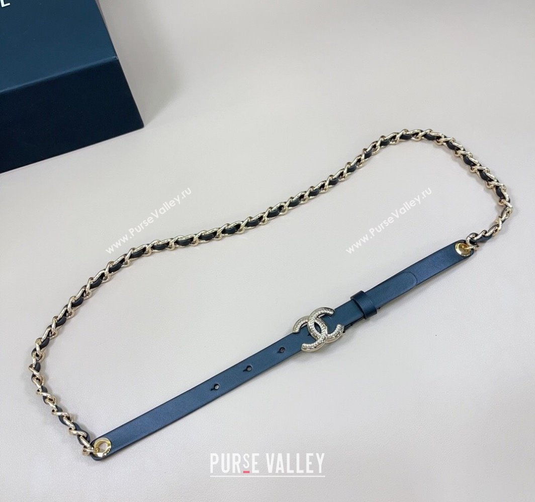 Chanel Calfskin Chain Belt 1.5cm with Engrave CC Black/Light Gold 2025 AAA576 (99-250109084)