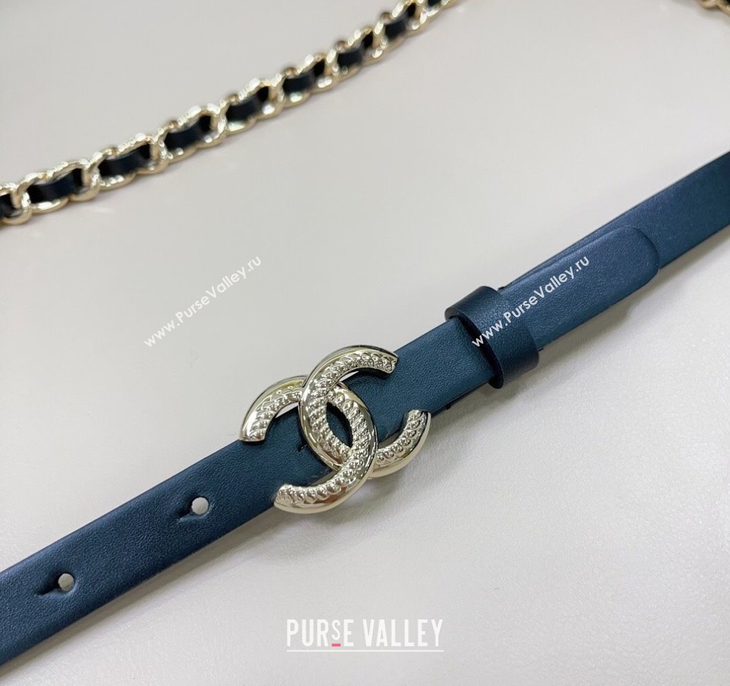 Chanel Calfskin Chain Belt 1.5cm with Engrave CC Black/Light Gold 2025 AAA576 (99-250109084)