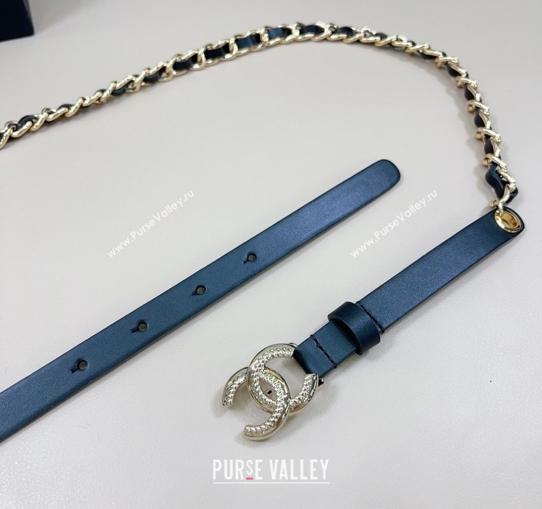 Chanel Calfskin Chain Belt 1.5cm with Engrave CC Black/Light Gold 2025 AAA576 (99-250109084)