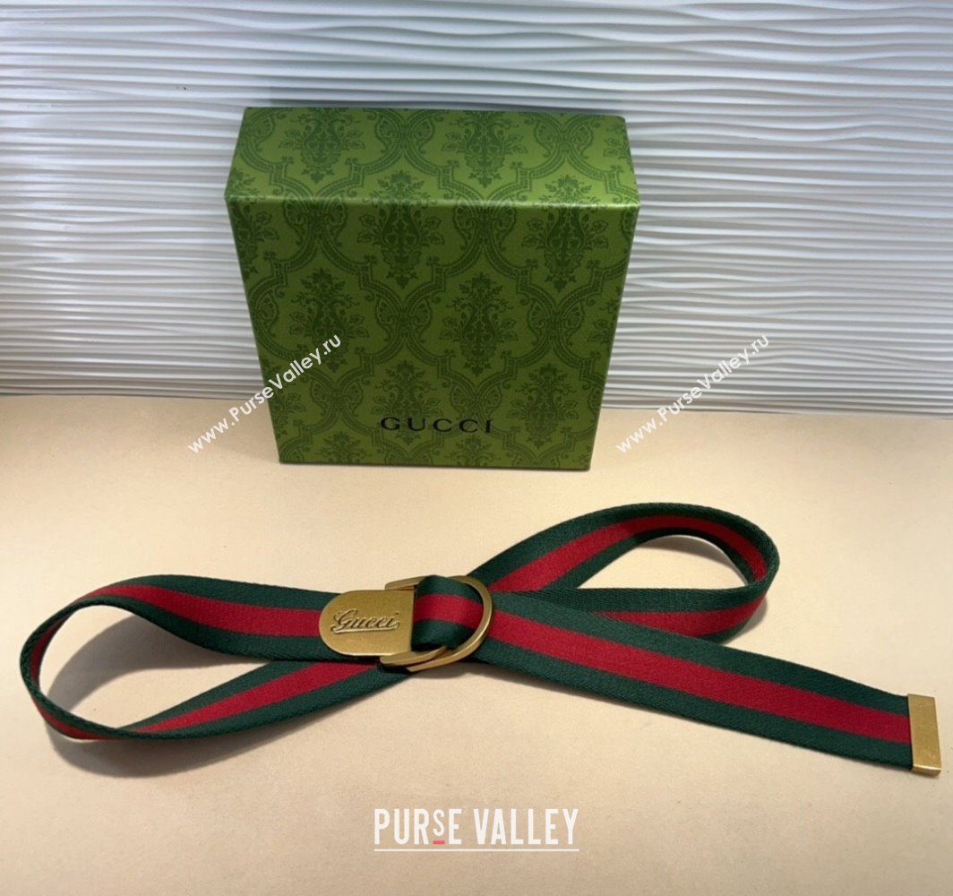 Gucci Web Wide Belt 4cm with Gold Yellow Script Buckle Red/Green 2025 (99-240110063)