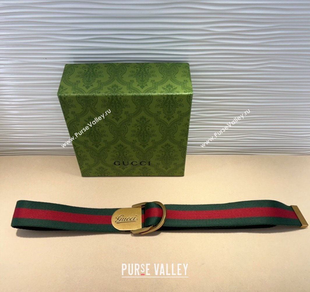 Gucci Web Wide Belt 4cm with Gold Yellow Script Buckle Red/Green 2025 (99-240110063)