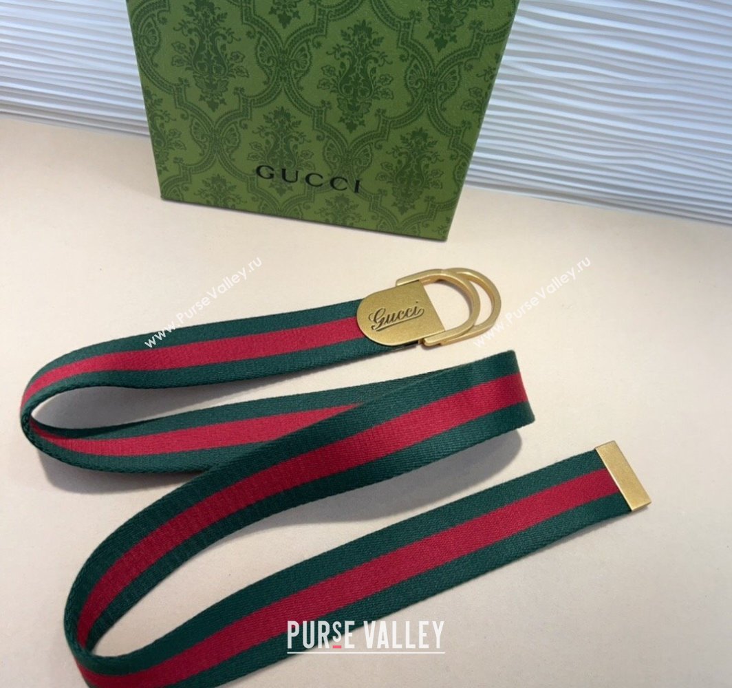 Gucci Web Wide Belt 4cm with Gold Yellow Script Buckle Red/Green 2025 (99-240110063)