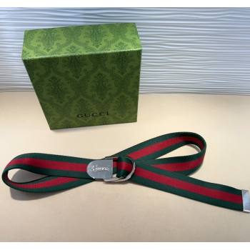 Gucci Web Wide Belt 4cm with Silver Script Buckle Red/Green 2025 (99-240110064)