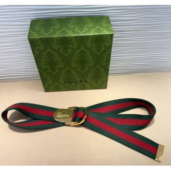 Gucci Web Wide Belt 4cm with Light Gold Script Buckle Red/Green 2025 (99-240110065)