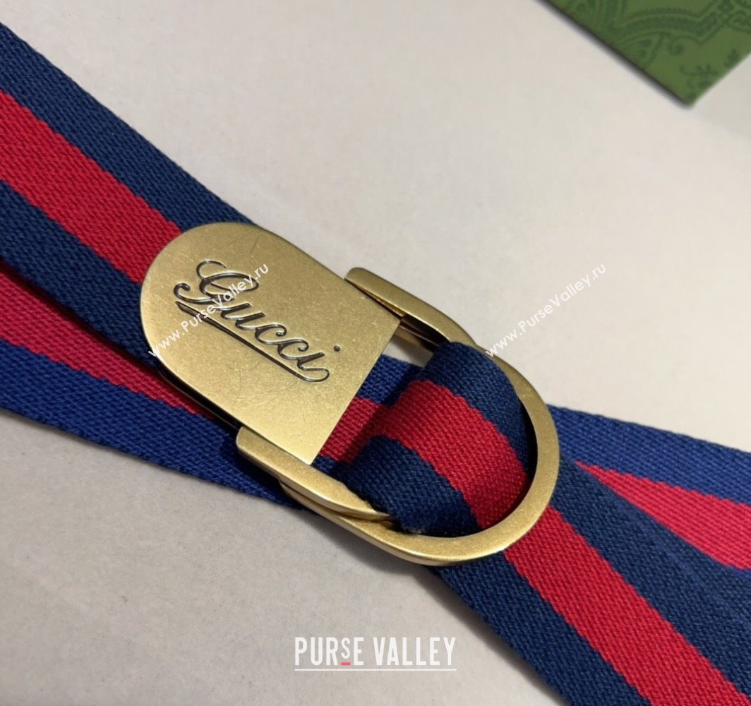 Gucci Web Wide Belt 4cm with Gold Yellow Script Buckle Red/Blue 2025 (99-240110066)