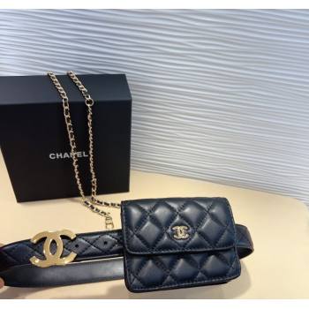 Chanel Quilted Lambskin Leather Pouch Belt Black 2025 CH010908 (99-250109115)