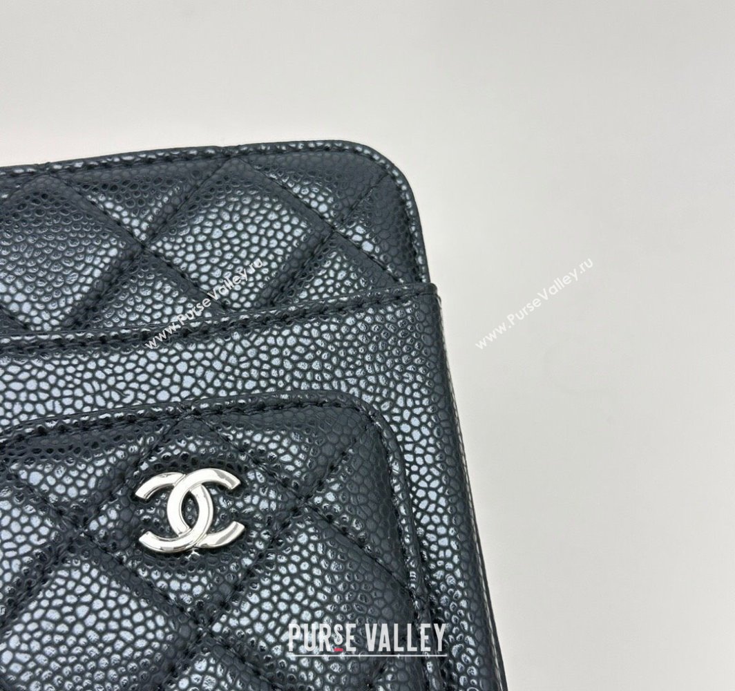 Chanel Grained Calfskin Phone Holder with Chain Black/Silver 2025 AP0990 50079 (99-250109121)