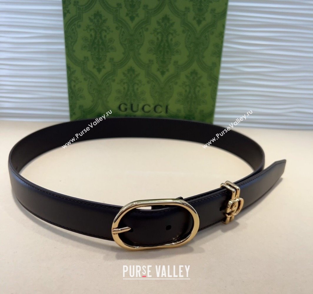 Gucci Double G Leather Belt 3cm with Round Pin Buckle Dark Brown 2025 633125 (99-240110054)