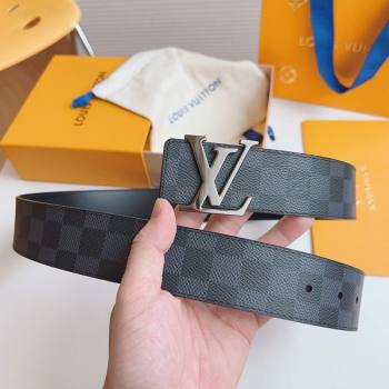 Louis Vuitton Mens Black Damier Canvas Belt 4cm with Gunmetal LV Buckle 2025 LV011003 (99-250110092)