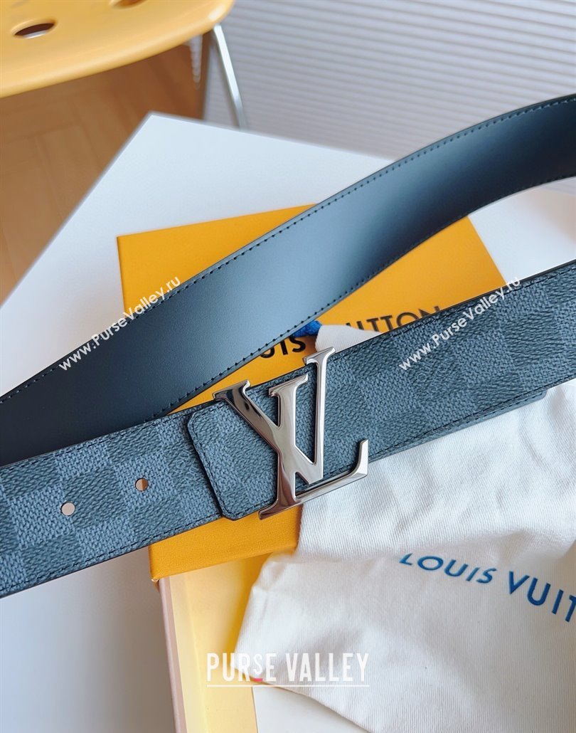 Louis Vuitton Mens Black Damier Canvas Belt 4cm with Gunmetal LV Buckle 2025 LV011003 (99-250110092)