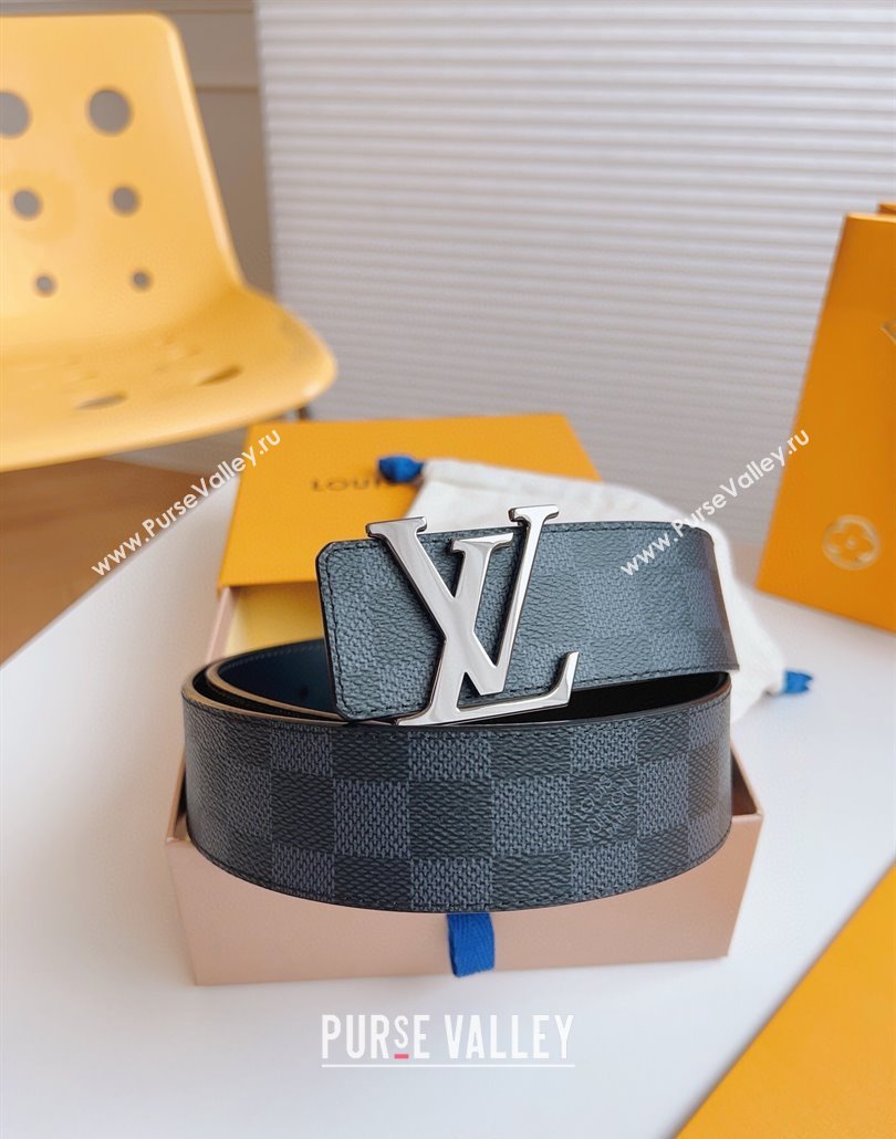 Louis Vuitton Mens Black Damier Canvas Belt 4cm with Gunmetal LV Buckle 2025 LV011003 (99-250110092)