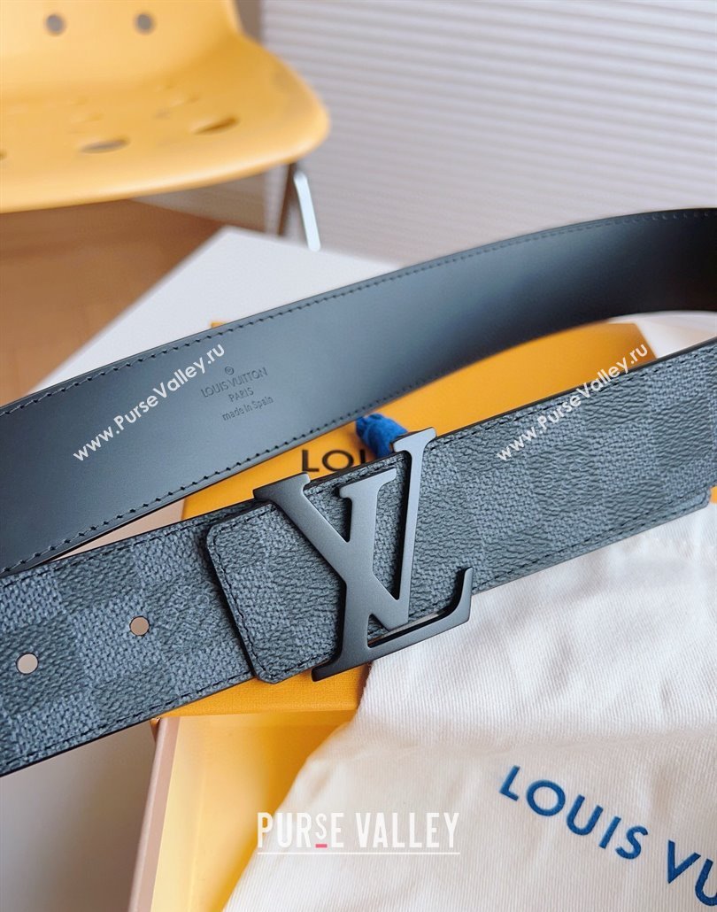 Louis Vuitton Mens Damier Canvas Belt 4cm with LV Buckle All Black 2025 LV011003 (99-250110093)