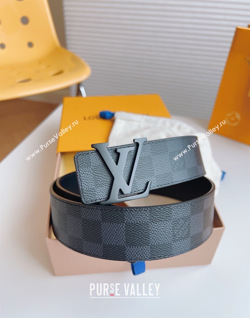 Louis Vuitton Mens Damier Canvas Belt 4cm with LV Buckle All Black 2025 LV011003 (99-250110093)