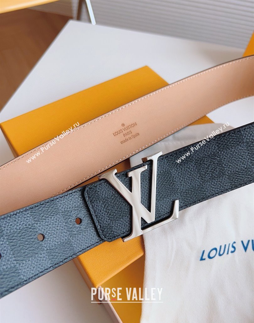 Louis Vuitton Mens Damier Canvas Belt 4cm with LV Buckle Black/Pink 2025 LV011003 (99-250110097)