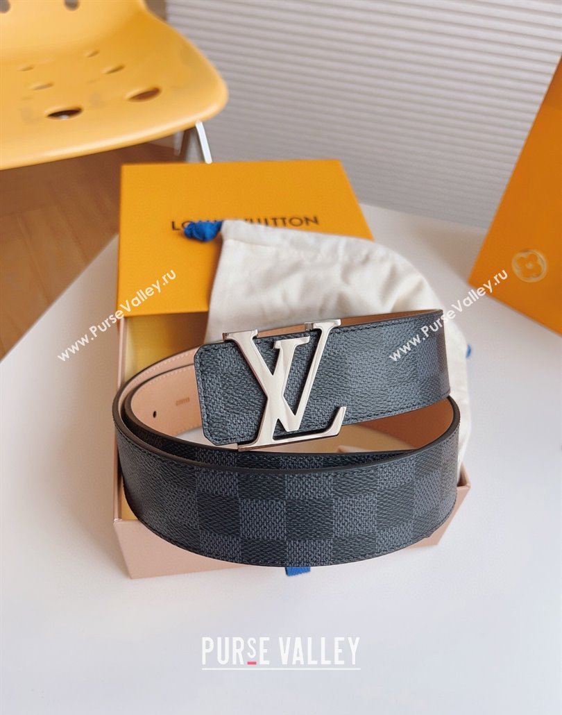 Louis Vuitton Mens Damier Canvas Belt 4cm with LV Buckle Black/Pink 2025 LV011003 (99-250110097)