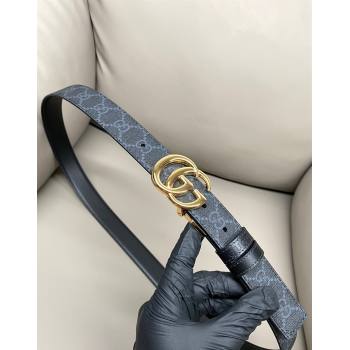 Gucci GG Canvas and Leather Reversible Belt 3cm with GG Buckle Black 2025 GG011001 (99-240110005)