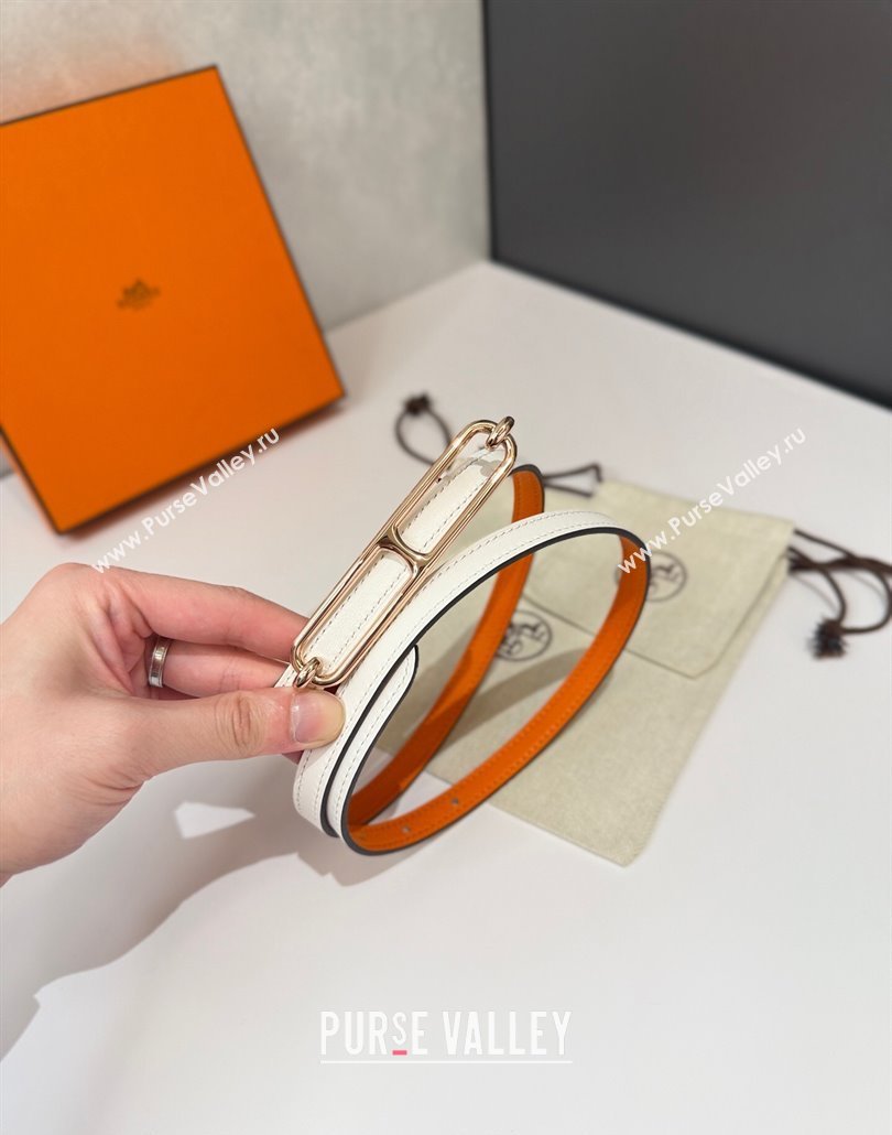 Hermes Roulis belt buckle Reversible leather strap 1.3cm Orange/Rose Gold 2025 0314 (99-250314079)