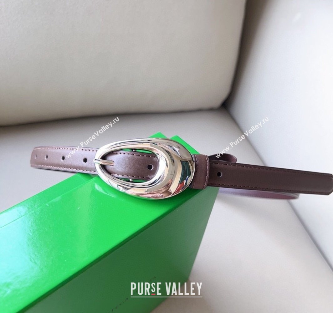 Bottega Veneta Soft Calfskin Belt 2cm with Silver Pin Buckle Dark Brown 2025 0315 (99-250315075)