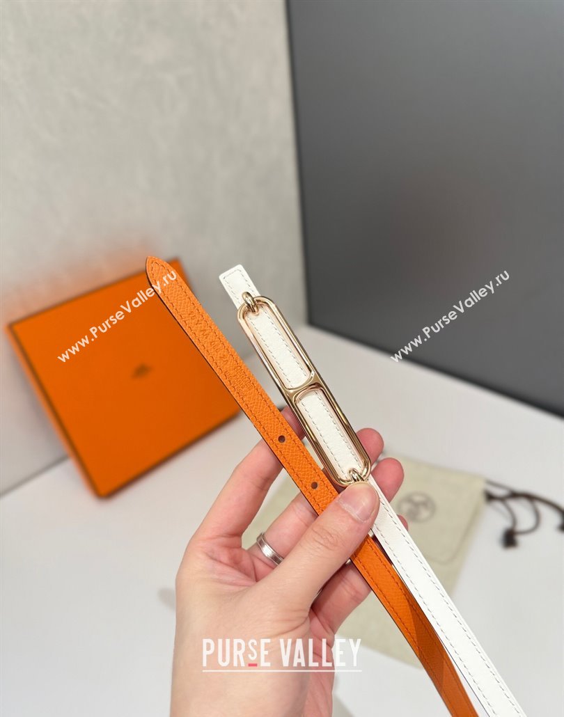 Hermes Roulis belt buckle Reversible leather strap 1.3cm Orange/Rose Gold 2025 0314 (99-250314079)