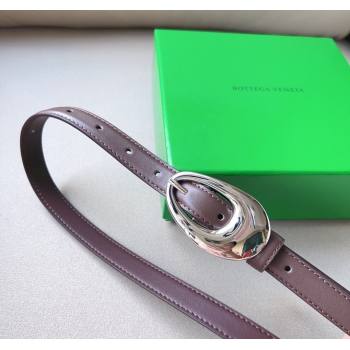 Bottega Veneta Soft Calfskin Belt 2cm with Silver Pin Buckle Dark Brown 2025 0315 (99-250315075)