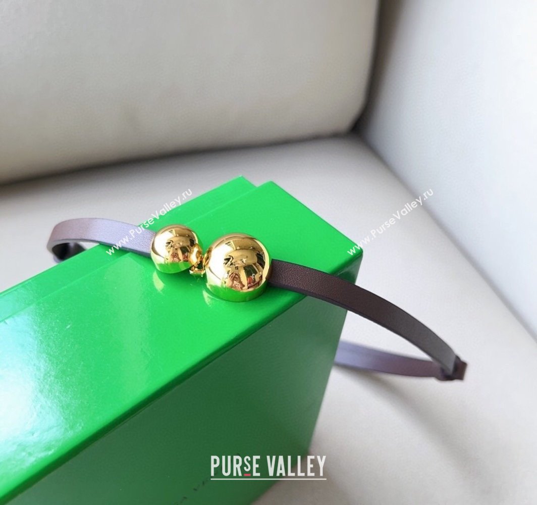 Bottega Veneta Calfskin Belt with Gold Spheres Buckle Dark Brown 2025 0315 (99-250315077)