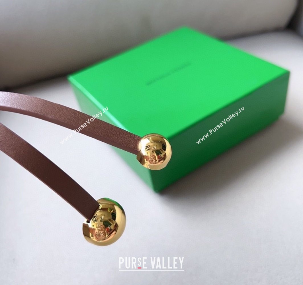 Bottega Veneta Calfskin Belt with Gold Spheres Buckle Light Brown 2025 0315 (99-250315078)