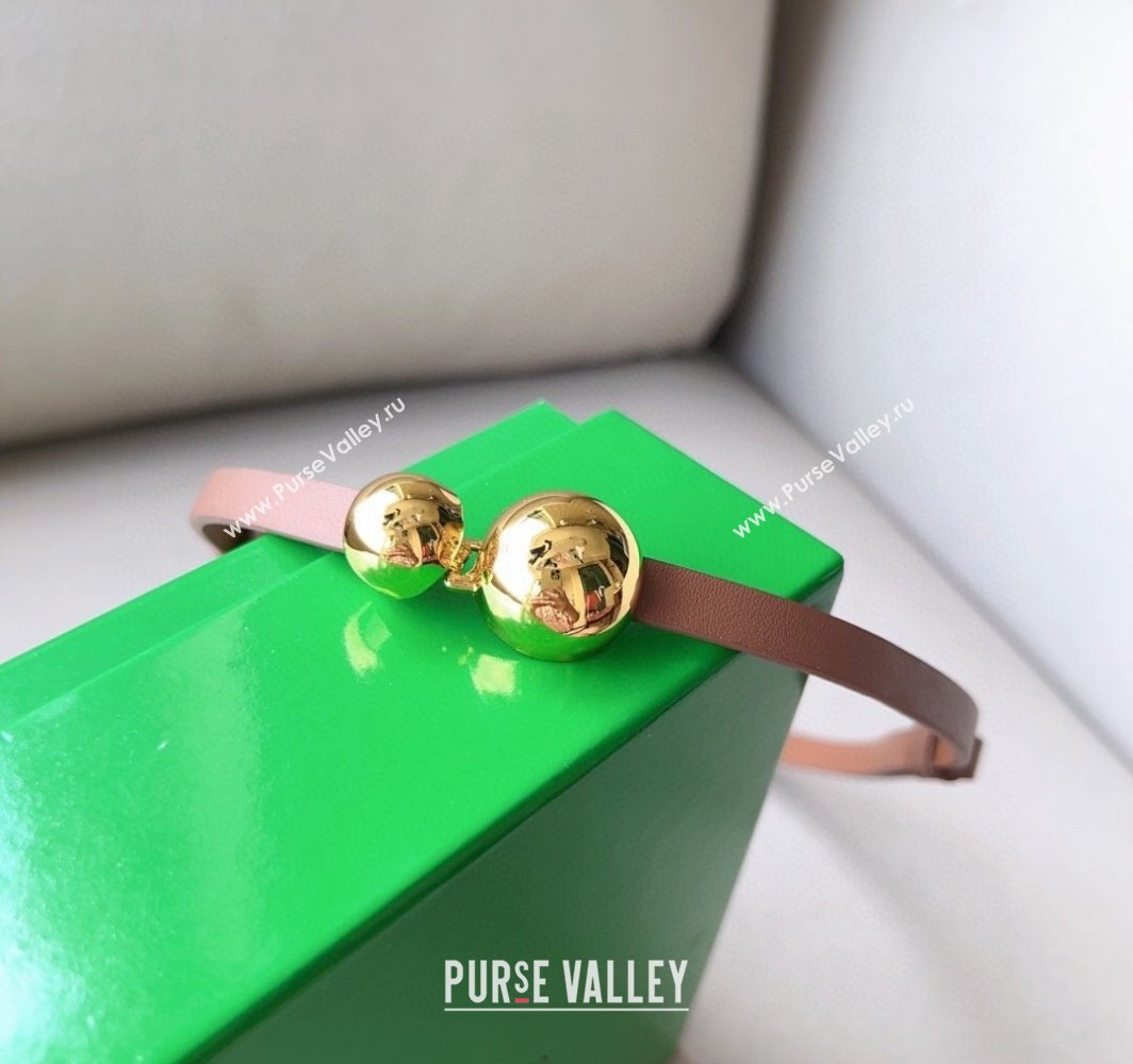 Bottega Veneta Calfskin Belt with Gold Spheres Buckle Light Brown 2025 0315 (99-250315078)