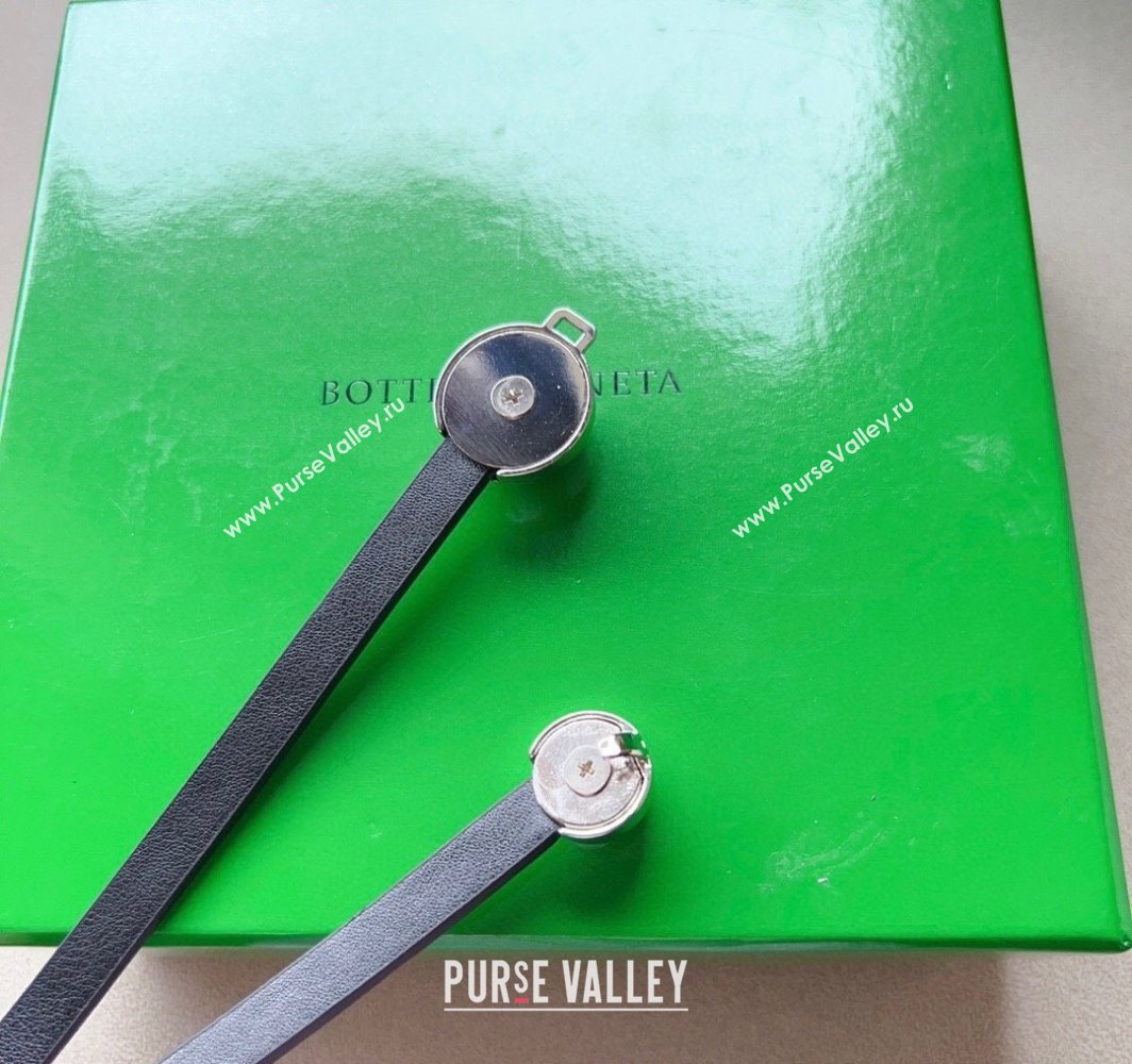 Bottega Veneta Calfskin Belt with Silver Spheres Buckle Black 2025 0315 (99-250315080)