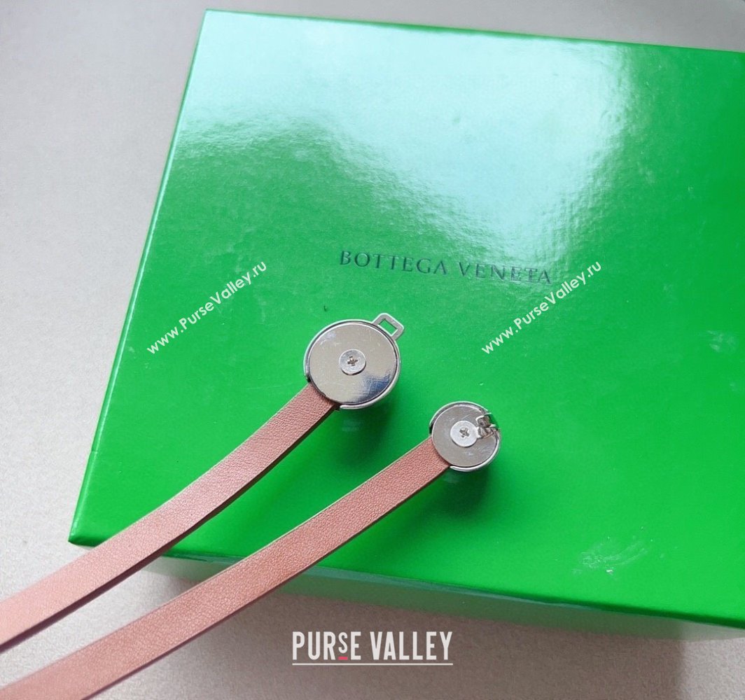 Bottega Veneta Calfskin Belt with Silver Spheres Buckle Light Brown 2025 0315 (99-250315081)