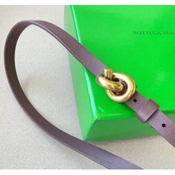 Bottega Veneta Womens Soft Calfskin Belt 1.5cm with Knot Buckle Dark Brown/Gold 2025 0315 (99-250315083)
