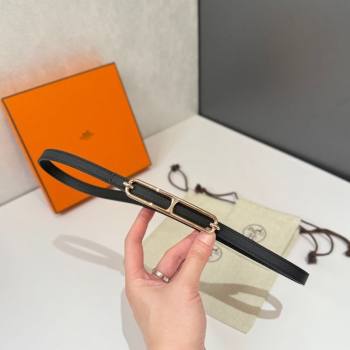 Hermes Roulis belt buckle Reversible leather strap 1.3cm Black/Gold 2025 0314 (99-250314083)