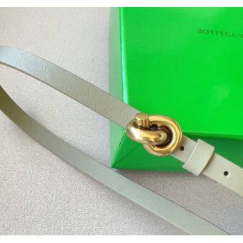Bottega Veneta Womens Soft Calfskin Belt 1.5cm with Knot Buckle Travertine Green/Gold 2025 0315 (99-250315087)