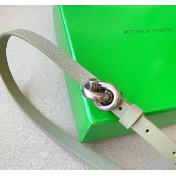 Bottega Veneta Womens Soft Calfskin Belt 1.5cm with Knot Buckle Travertine Green/Silver 2025 0315 (99-250315088)