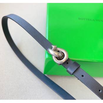 Bottega Veneta Womens Soft Calfskin Belt 1.5cm with Knot Buckle Black/Silver 2025 0315 (99-250315086)