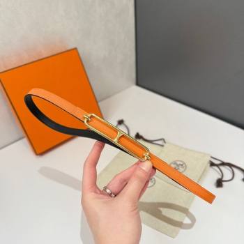 Hermes Roulis belt buckle Reversible leather strap 1.3cm Orange/Gold Yellow 2025 0314 (99-250314080)