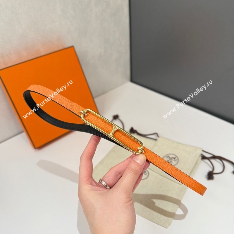 Hermes Roulis belt buckle Reversible leather strap 1.3cm Orange/Gold Yellow 2025 0314 (99-250314080)