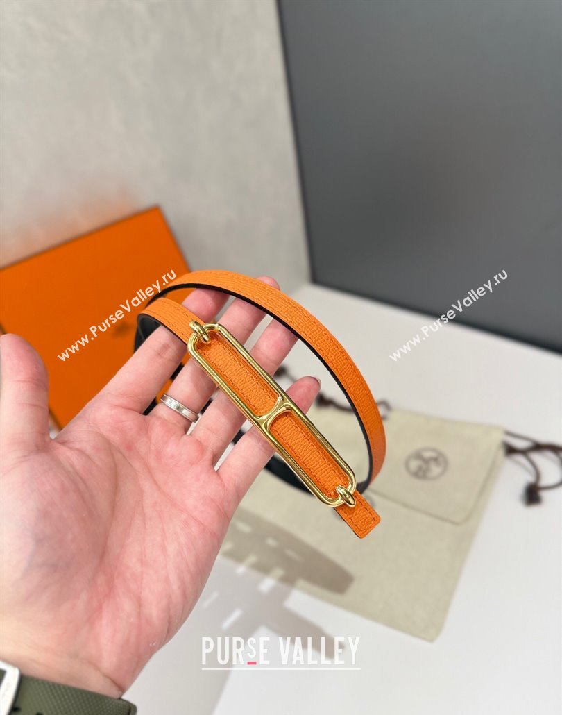 Hermes Roulis belt buckle Reversible leather strap 1.3cm Orange/Gold Yellow 2025 0314 (99-250314080)