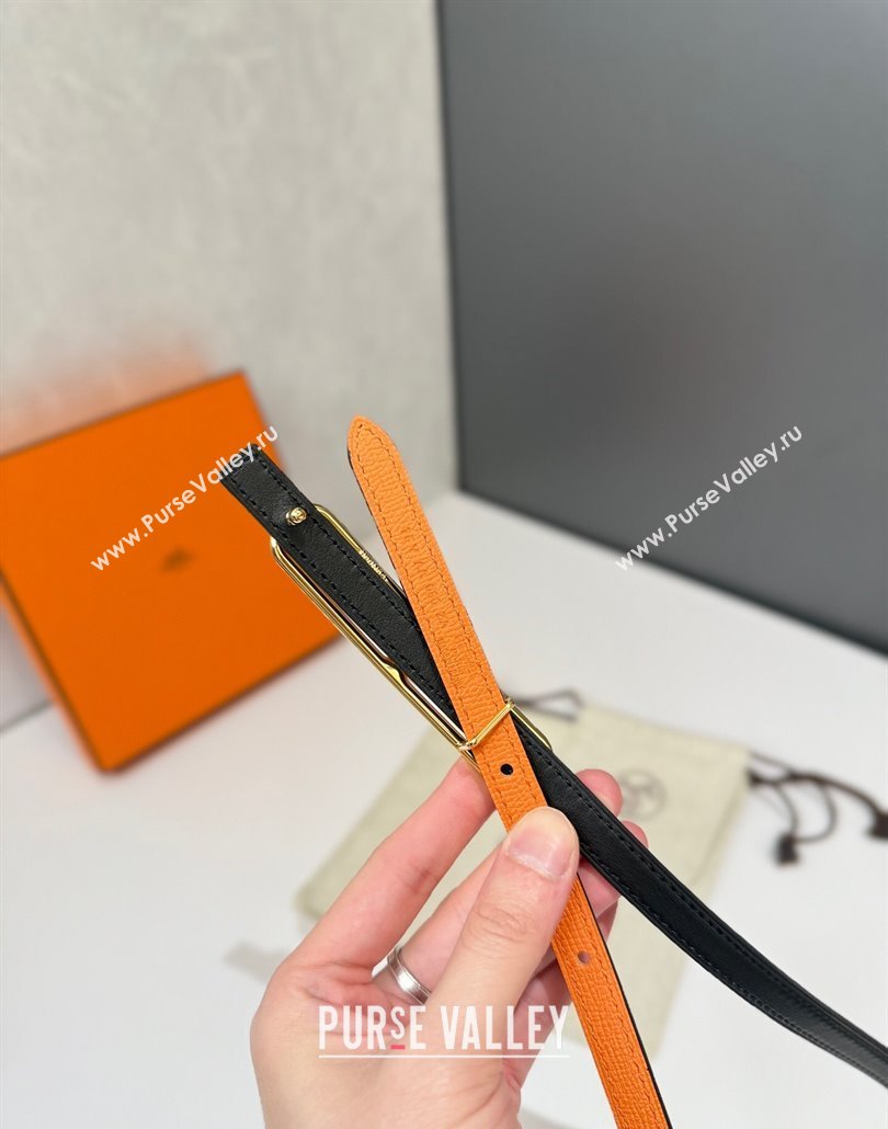 Hermes Roulis belt buckle Reversible leather strap 1.3cm Orange/Gold Yellow 2025 0314 (99-250314080)