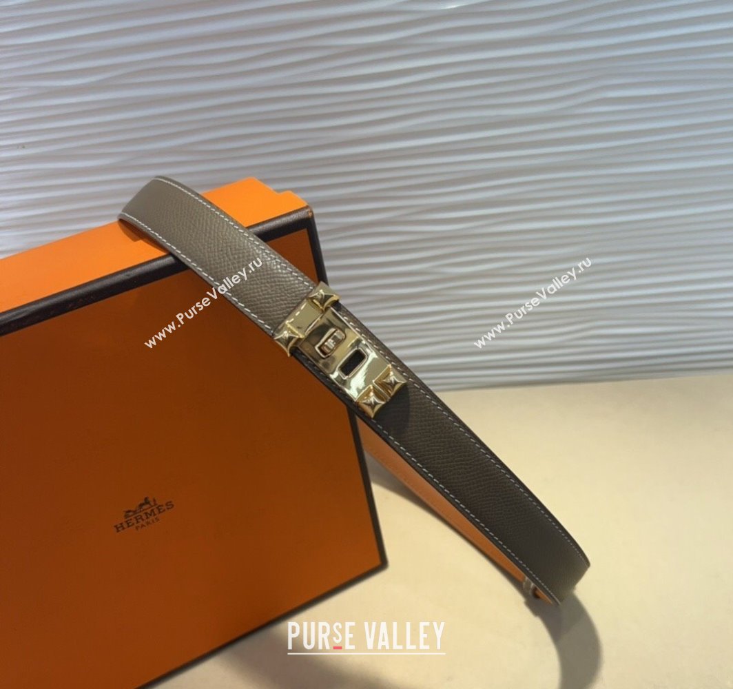 Hermes Collier de Chien Belt 2.5cm in Madame Calfskin with Gold Hardware Grey 2025 0314 (99-250314085)