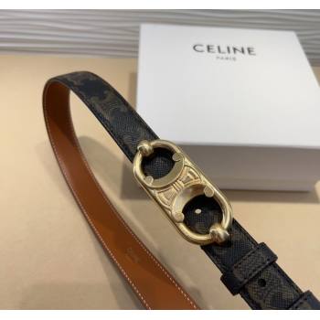 Celine Canvas Belt 2.5cm with Metal-Tone Triomphe Buckle Brown 2025 0317 (99-250317014)