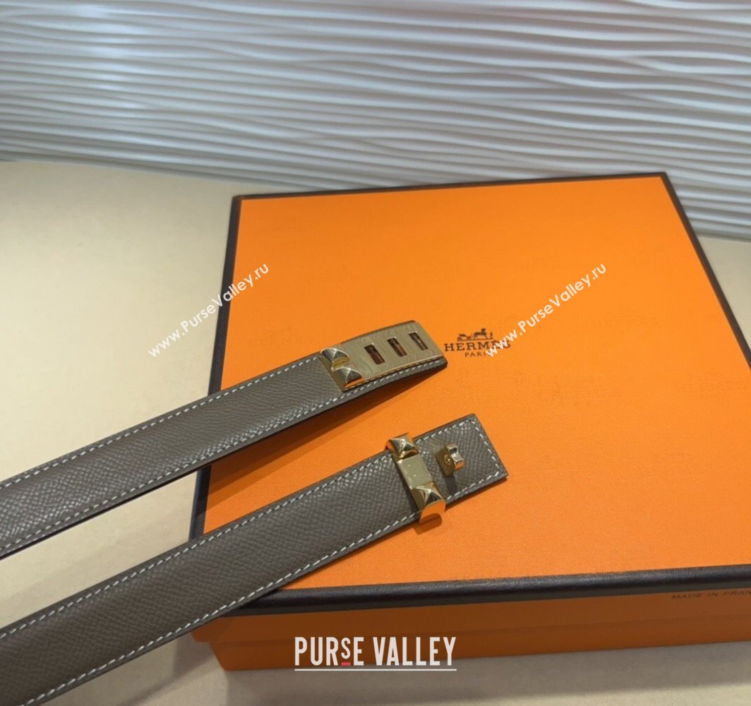Hermes Collier de Chien Belt 2.5cm in Madame Calfskin with Gold Hardware Grey 2025 0314 (99-250314085)