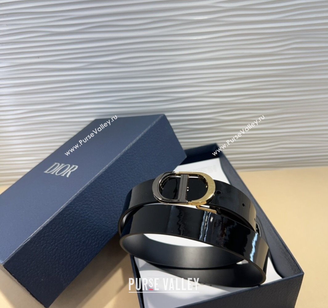 Dior Patent Calfskin Belt 2.5cm with CD Buckle Black 2025 0317 (99-250317019)