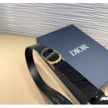 Dior Patent Calfskin Belt 2.5cm with CD Buckle Black 2025 0317 (99-250317019)