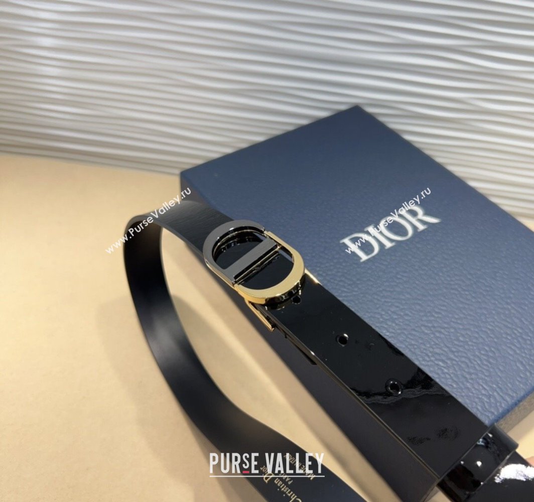 Dior Patent Calfskin Belt 2.5cm with CD Buckle Black 2025 0317 (99-250317019)
