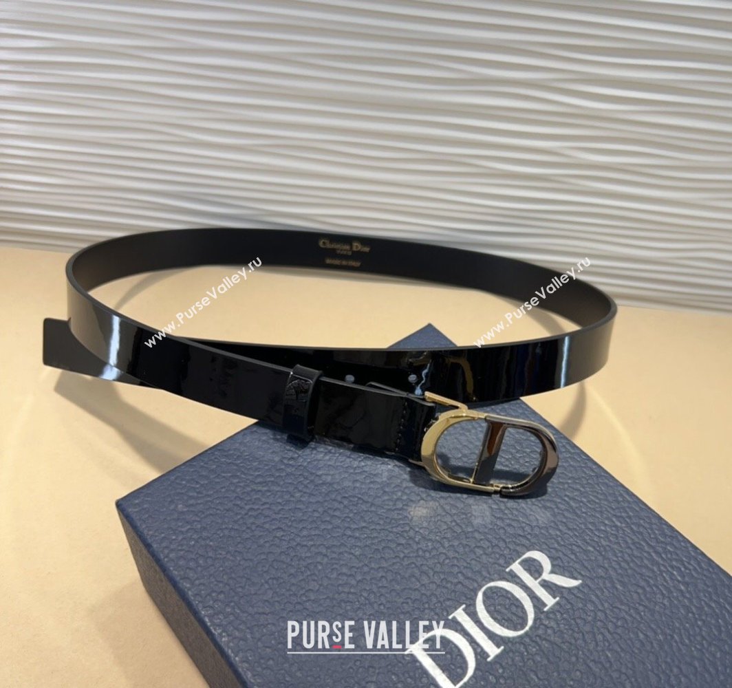 Dior Patent Calfskin Belt 2.5cm with CD Buckle Black 2025 0317 (99-250317019)