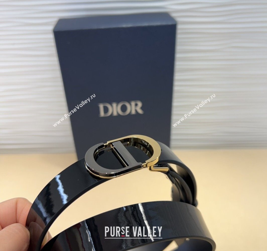 Dior Patent Calfskin Belt 2.5cm with CD Buckle Black 2025 0317 (99-250317019)